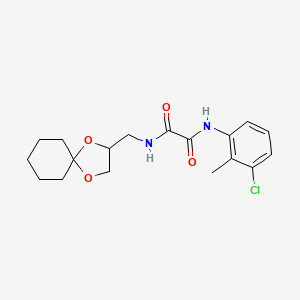 molecular formula C18H23ClN2O4 B2971302 N1-(1,4-dioxaspiro[4.5]decan-2-ylmethyl)-N2-(3-chloro-2-methylphenyl)oxalamide CAS No. 900006-95-3