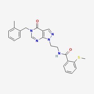 N-(2-(5-(2-methylbenzyl)-4-oxo-4,5-dihydro-1H-pyrazolo[3,4-d]pyrimidin-1-yl)ethyl)-2-(methylthio)benzamide