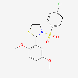 3-((4-Chlorophenyl)sulfonyl)-2-(2,5-dimethoxyphenyl)thiazolidine