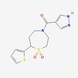 (1,1-dioxido-7-(thiophen-2-yl)-1,4-thiazepan-4-yl)(1H-pyrazol-4-yl)methanone