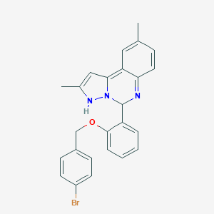 molecular formula C25H22BrN3O B297134 5-[2-[(4-bromophenyl)methoxy]phenyl]-2,9-dimethyl-3,5-dihydropyrazolo[1,5-c]quinazoline 