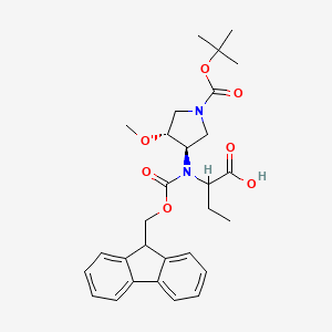 2-[9H-Fluoren-9-ylmethoxycarbonyl-[(3R,4R)-4-methoxy-1-[(2-methylpropan-2-yl)oxycarbonyl]pyrrolidin-3-yl]amino]butanoic acid