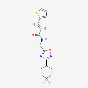 molecular formula C16H17F2N3O2S B2971343 (E)-N-((3-(4,4-二氟环己基)-1,2,4-恶二唑-5-基)甲基)-3-(噻吩-2-基)丙烯酰胺 CAS No. 2034997-69-6
