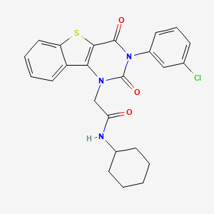 molecular formula C24H22ClN3O3S B2971349 2-[3-(3-chlorophenyl)-2,4-dioxo-3,4-dihydro[1]benzothieno[3,2-d]pyrimidin-1(2H)-yl]-N-cyclohexylacetamide CAS No. 902556-58-5