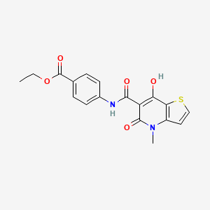 molecular formula C18H16N2O5S B2971354 Ethyl 4-(7-hydroxy-4-methyl-5-oxo-4,5-dihydrothieno[3,2-b]pyridine-6-carboxamido)benzoate CAS No. 1251682-07-1