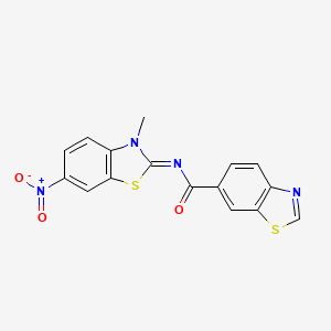 (E)-N-(3-methyl-6-nitrobenzo[d]thiazol-2(3H)-ylidene)benzo[d]thiazole-6-carboxamide