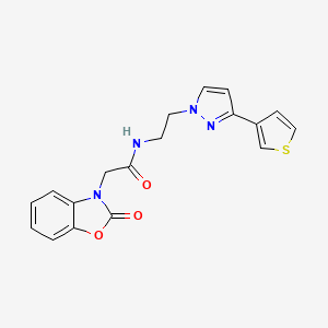 2-(2-oxobenzo[d]oxazol-3(2H)-yl)-N-(2-(3-(thiophen-3-yl)-1H-pyrazol-1-yl)ethyl)acetamide
