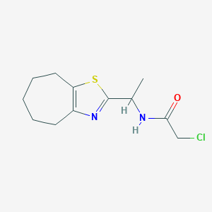 molecular formula C12H17ClN2OS B2971378 2-Chloro-N-[1-(5,6,7,8-tetrahydro-4H-cyclohepta[d][1,3]thiazol-2-yl)ethyl]acetamide CAS No. 2411245-16-2