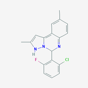 molecular formula C18H15ClFN3 B297138 5-(2-chloro-6-fluorophenyl)-2,9-dimethyl-3,5-dihydropyrazolo[1,5-c]quinazoline 