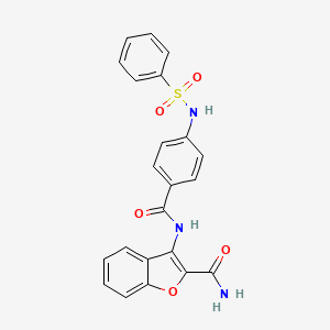 molecular formula C22H17N3O5S B2971381 3-(4-(Phenylsulfonamido)benzamido)benzofuran-2-carboxamide CAS No. 886901-99-1