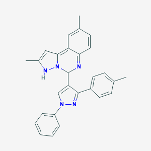 molecular formula C28H25N5 B297139 2,9-dimethyl-5-[3-(4-methylphenyl)-1-phenylpyrazol-4-yl]-3,5-dihydropyrazolo[1,5-c]quinazoline 