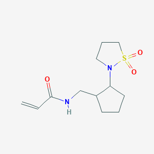 molecular formula C12H20N2O3S B2971393 N-{[2-(1,1-dioxo-1lambda6,2-thiazolidin-2-yl)cyclopentyl]methyl}prop-2-enamide CAS No. 2361638-37-9