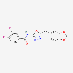 molecular formula C17H11F2N3O4 B2971395 N-(5-(benzo[d][1,3]dioxol-5-ylmethyl)-1,3,4-oxadiazol-2-yl)-3,4-difluorobenzamide CAS No. 1171219-01-4