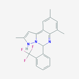 molecular formula C20H18F3N3 B297143 2,7,9-trimethyl-5-[2-(trifluoromethyl)phenyl]-3,5-dihydropyrazolo[1,5-c]quinazoline 