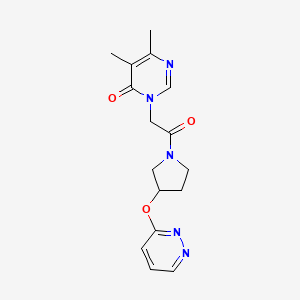 molecular formula C16H19N5O3 B2971454 5,6-dimethyl-3-(2-oxo-2-(3-(pyridazin-3-yloxy)pyrrolidin-1-yl)ethyl)pyrimidin-4(3H)-one CAS No. 2034434-39-2