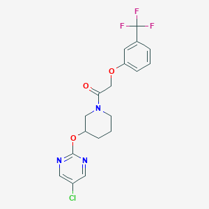 molecular formula C18H17ClF3N3O3 B2971456 1-(3-((5-Chloropyrimidin-2-yl)oxy)piperidin-1-yl)-2-(3-(trifluoromethyl)phenoxy)ethanone CAS No. 2034530-08-8