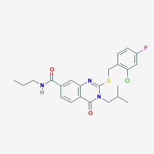 2-((2-chloro-4-fluorobenzyl)thio)-3-isobutyl-4-oxo-N-propyl-3,4-dihydroquinazoline-7-carboxamide