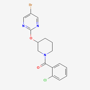 molecular formula C16H15BrClN3O2 B2971467 (3-((5-Bromopyrimidin-2-yl)oxy)piperidin-1-yl)(2-chlorophenyl)methanone CAS No. 2034578-92-0