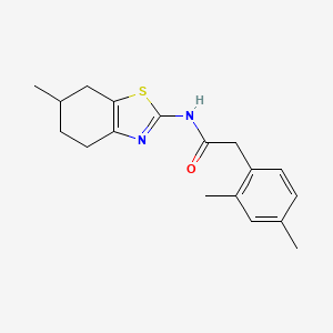 molecular formula C18H22N2OS B2971468 2-(2,4-dimethylphenyl)-N-(6-methyl-4,5,6,7-tetrahydrobenzo[d]thiazol-2-yl)acetamide CAS No. 899958-25-9