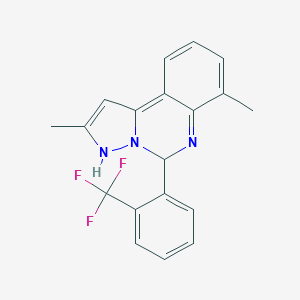 molecular formula C19H16F3N3 B297148 2,7-dimethyl-5-[2-(trifluoromethyl)phenyl]-3,5-dihydropyrazolo[1,5-c]quinazoline 