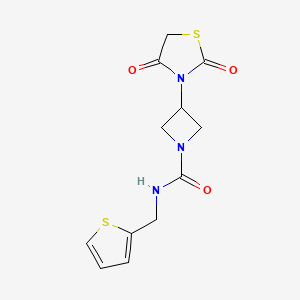 molecular formula C12H13N3O3S2 B2971486 3-(2,4-二氧代噻唑烷-3-基)-N-(噻吩-2-基甲基)氮杂环丁烷-1-甲酰胺 CAS No. 1787879-88-2