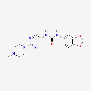 molecular formula C17H20N6O3 B2971488 1-(Benzo[d][1,3]dioxol-5-yl)-3-(2-(4-methylpiperazin-1-yl)pyrimidin-5-yl)urea CAS No. 1396746-82-9