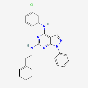 molecular formula C25H25ClN6 B2971494 N~4~-(3-chlorophenyl)-N~6~-(2-cyclohex-1-en-1-ylethyl)-1-phenyl-1H-pyrazolo[3,4-d]pyrimidine-4,6-diamine CAS No. 1005294-24-5