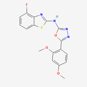 molecular formula C17H13FN4O3S B2971500 5-(2,4-二甲氧基苯基)-N-(4-氟-1,3-苯并噻唑-2-基)-1,3,4-恶二唑-2-胺 CAS No. 862975-19-7