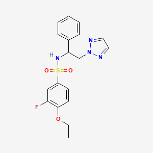 molecular formula C18H19FN4O3S B2971511 4-ethoxy-3-fluoro-N-(1-phenyl-2-(2H-1,2,3-triazol-2-yl)ethyl)benzenesulfonamide CAS No. 2034549-32-9