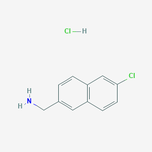 molecular formula C11H11Cl2N B2971517 (6-氯萘-2-基)甲胺；盐酸盐 CAS No. 2490420-64-7