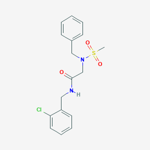 molecular formula C17H19ClN2O3S B297152 2-[benzyl(methylsulfonyl)amino]-N-(2-chlorobenzyl)acetamide 