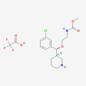 molecular formula C18H24ClF3N2O5 B2971522 2-((R)-(3-氯苯基)((R)-哌啶-3-基)甲氧基)乙基甲氨酸甲酯（2,2,2-三氟乙酸盐） CAS No. 942142-81-6