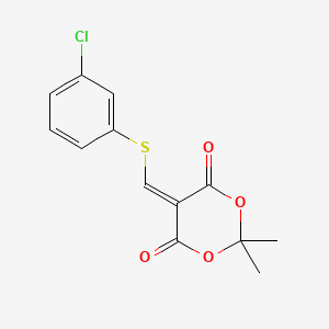 molecular formula C13H11ClO4S B2971530 5-(((3-Chlorophenyl)sulfanyl)methylene)-2,2-dimethyl-1,3-dioxane-4,6-dione CAS No. 477866-34-5