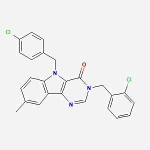 molecular formula C25H19Cl2N3O B2971533 3-(2-chlorobenzyl)-5-(4-chlorobenzyl)-8-methyl-3H-pyrimido[5,4-b]indol-4(5H)-one CAS No. 1189917-42-7
