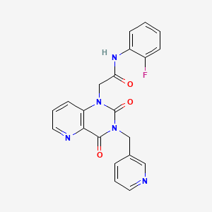 molecular formula C21H16FN5O3 B2971534 2-(2,4-dioxo-3-(pyridin-3-ylmethyl)-3,4-dihydropyrido[3,2-d]pyrimidin-1(2H)-yl)-N-(2-fluorophenyl)acetamide CAS No. 941901-85-5