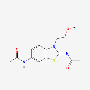 molecular formula C14H17N3O3S B2971549 (Z)-N-(6-乙酰氨基-3-(2-甲氧基乙基)苯并[d]噻唑-2(3H)-亚甲基)乙酰胺 CAS No. 1005942-17-5