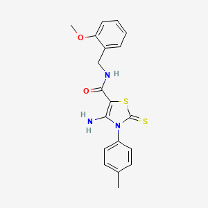 molecular formula C19H19N3O2S2 B2971553 4-氨基-N-(2-甲氧基苄基)-2-硫代-3-(对甲苯基)-2,3-二氢噻唑-5-甲酰胺 CAS No. 946301-60-6