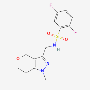 molecular formula C14H15F2N3O3S B2971560 2,5-difluoro-N-((1-methyl-1,4,6,7-tetrahydropyrano[4,3-c]pyrazol-3-yl)methyl)benzenesulfonamide CAS No. 1797079-71-0