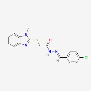 molecular formula C17H15ClN4OS B2971561 (E)-N'-(4-氯苄叉)-2-((1-甲基-1H-苯并[d]咪唑-2-基)硫代)乙酰肼 CAS No. 306988-25-0