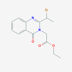 molecular formula C14H15BrN2O3 B2971572 ethyl 2-[2-(1-bromoethyl)-4-oxo-3(4H)-quinazolinyl]acetate CAS No. 216596-60-0