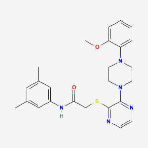 molecular formula C25H29N5O2S B2971573 N-(3,5-二甲基苯基)-2-({3-[4-(2-甲氧基苯基)哌嗪-1-基]吡嗪-2-基}硫代)乙酰胺 CAS No. 1115867-05-4