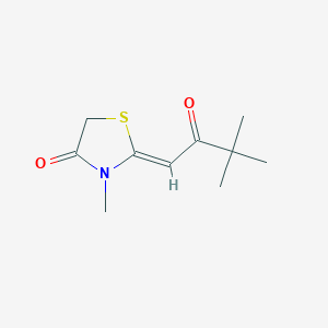 molecular formula C10H15NO2S B2971582 2-(3,3-Dimethyl-2-oxobutylidene)-3-methyl-1,3-thiazolidin-4-one CAS No. 735342-66-2