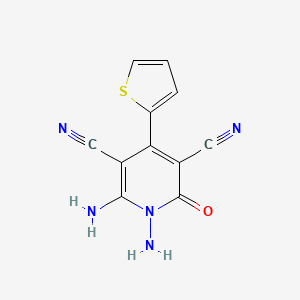 molecular formula C11H7N5OS B2971586 1,6-Diamino-2-oxo-4-(2-thienyl)-1,2-dihydropyridine-3,5-dicarbonitrile CAS No. 153334-65-7