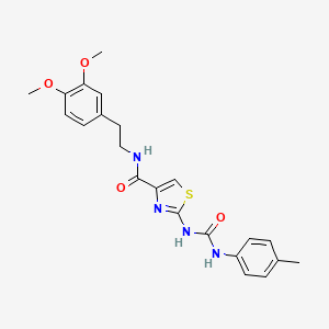 molecular formula C22H24N4O4S B2971592 N-(3,4-二甲氧基苯乙基)-2-(3-(对甲苯基)脲基)噻唑-4-甲酰胺 CAS No. 941880-70-2