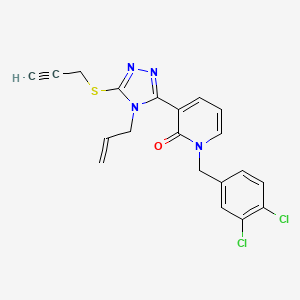 molecular formula C20H16Cl2N4OS B2971595 3-[4-烯丙基-5-(2-炔丙基硫代)-4H-1,2,4-三唑-3-基]-1-(3,4-二氯苄基)-2(1H)-吡啶酮 CAS No. 477853-25-1