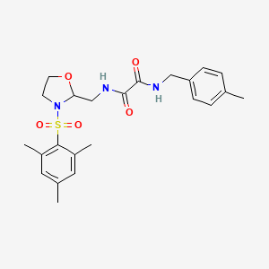 molecular formula C23H29N3O5S B2971598 N1-((3-(mesitylsulfonyl)oxazolidin-2-yl)methyl)-N2-(4-methylbenzyl)oxalamide CAS No. 868982-63-2