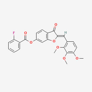 molecular formula C25H19FO7 B2971603 (Z)-3-oxo-2-(2,3,4-trimethoxybenzylidene)-2,3-dihydrobenzofuran-6-yl 2-fluorobenzoate CAS No. 622804-93-7