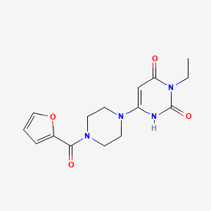 molecular formula C15H18N4O4 B2971604 3-ethyl-6-(4-(furan-2-carbonyl)piperazin-1-yl)pyrimidine-2,4(1H,3H)-dione CAS No. 863588-08-3