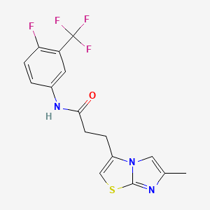 molecular formula C16H13F4N3OS B2971610 N-(4-fluoro-3-(trifluoromethyl)phenyl)-3-(6-methylimidazo[2,1-b]thiazol-3-yl)propanamide CAS No. 1251611-32-1