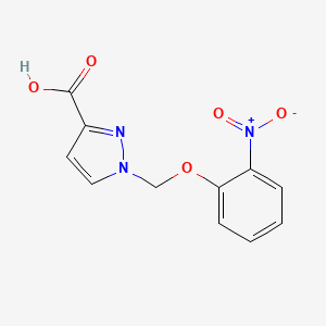 molecular formula C11H9N3O5 B2971625 1-[(2-nitrophenoxy)methyl]-1H-pyrazole-3-carboxylic acid CAS No. 1004643-30-4